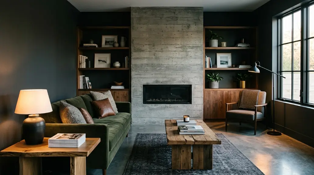 Modern Moody Interiors with Concrete and Wood