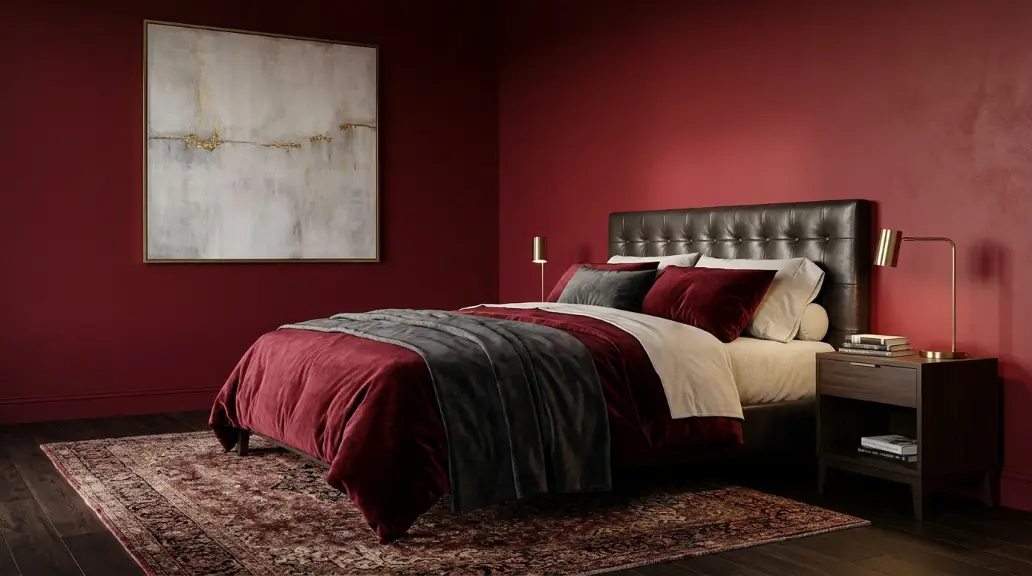 1. Full Cherry Red Accent Wall