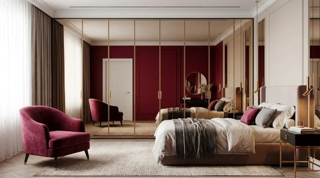 Cherry Red Walls with White Trim