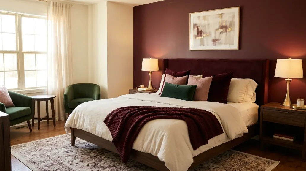 Romantic Cherry Red Bedroom Setup