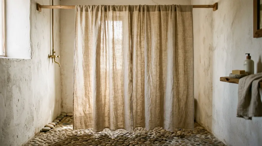 Hang a Linen Shower Curtain