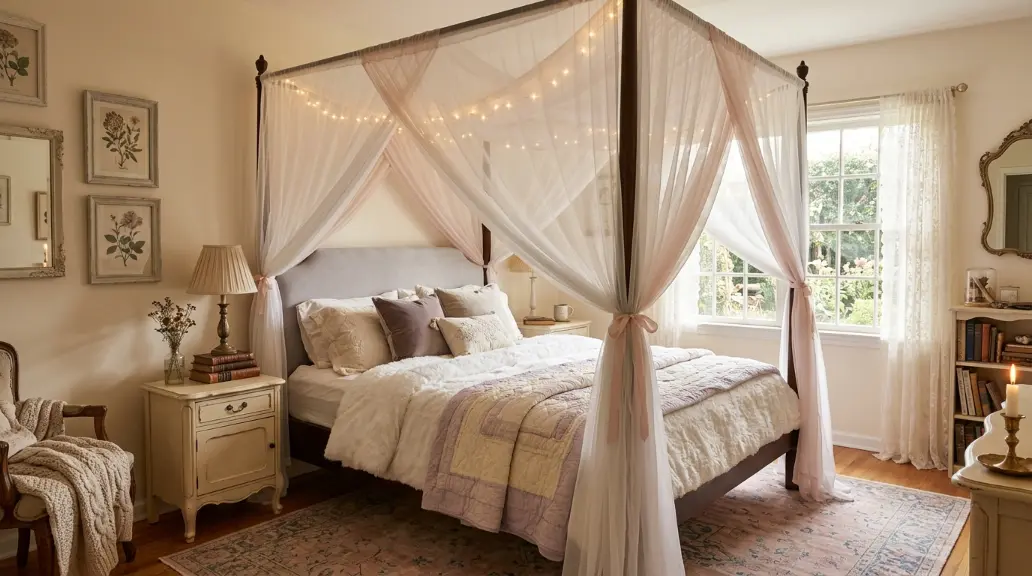 Fairy Lights Draped Over a Canopy or Headboard