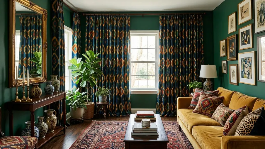 Use Patterned or Colorful Curtains