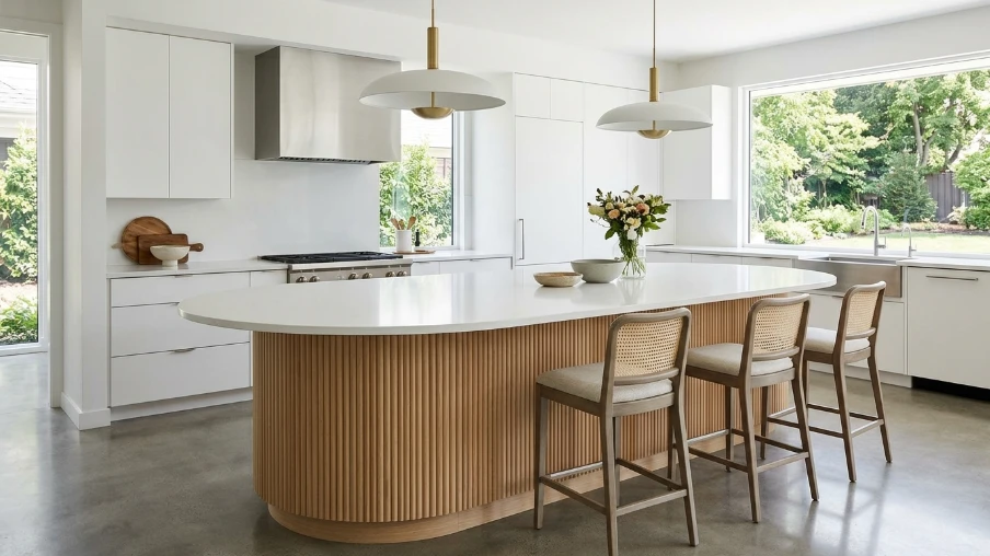 Full Oval Curved Kitchen Island