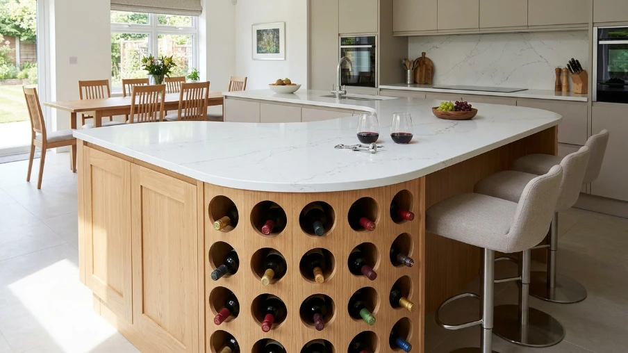 Curved Island with Built-In Wine Storage