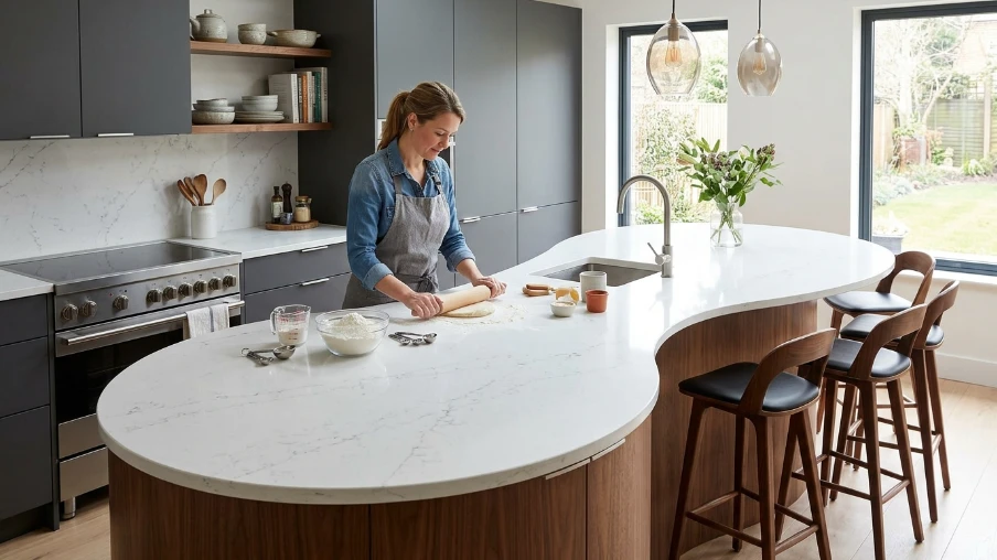 Kidney-Shaped Curved Island