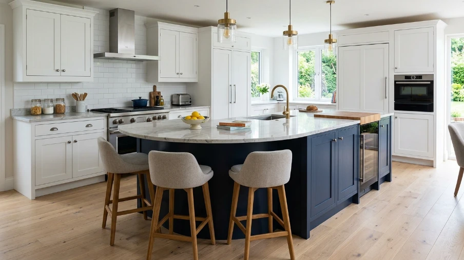 Two-Tone Curved Kitchen Island