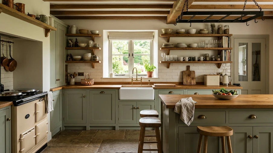 Farmhouse Kitchen with Shaker Cabinets