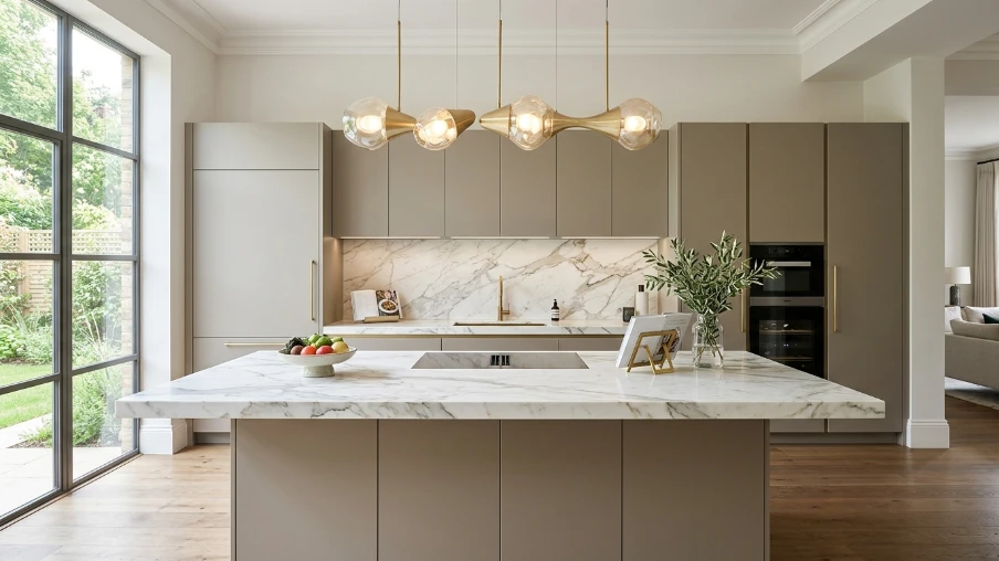 Luxury Kitchen with Marble Countertops