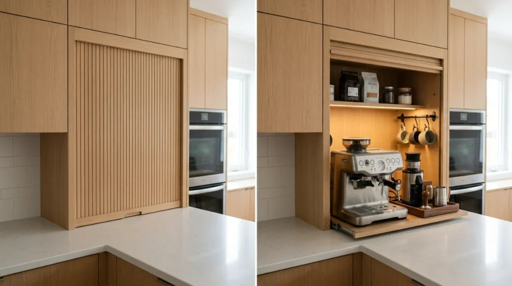 Open Shelving with Storage Baskets