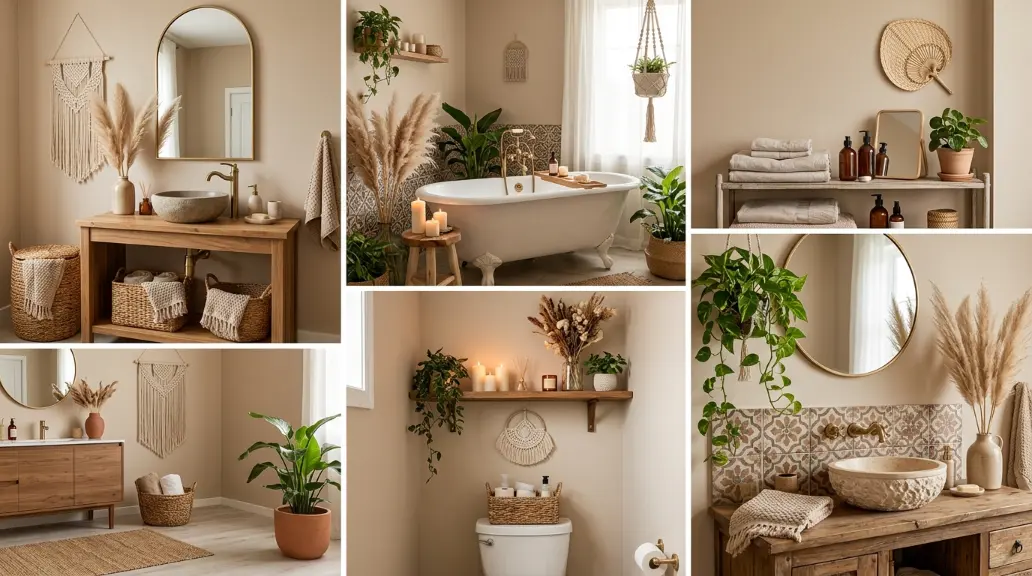 20 Boho Style Bathroom Ideas for Calm Cozy Decor Trend Now