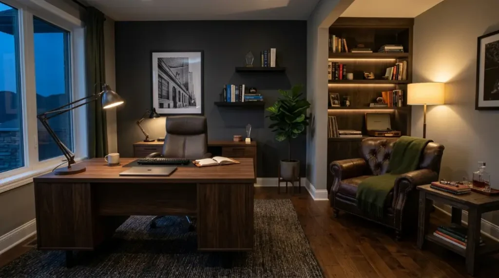 The Masculine Home Office and Man Cave Hybrid