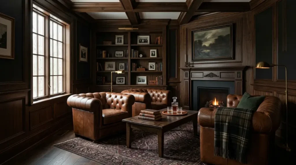 Dark Wood and Leather Lounge