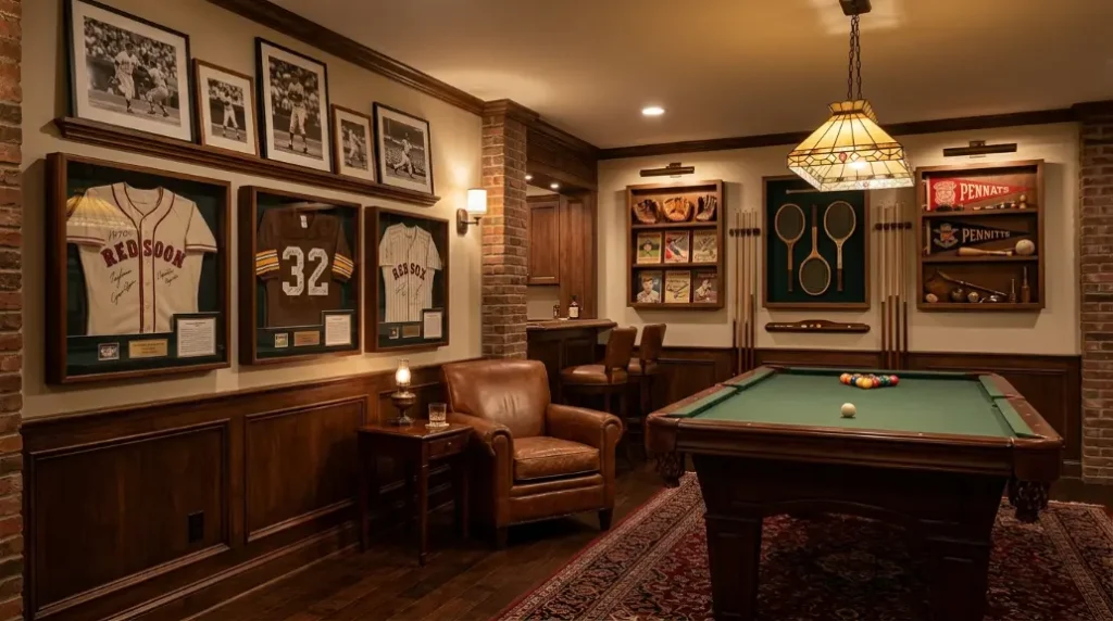 Vintage Man Cave with Memorabilia