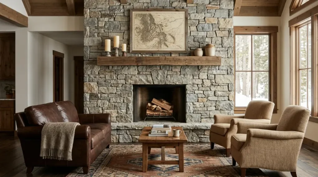 Add a Stone Fireplace as the Room's Anchor
