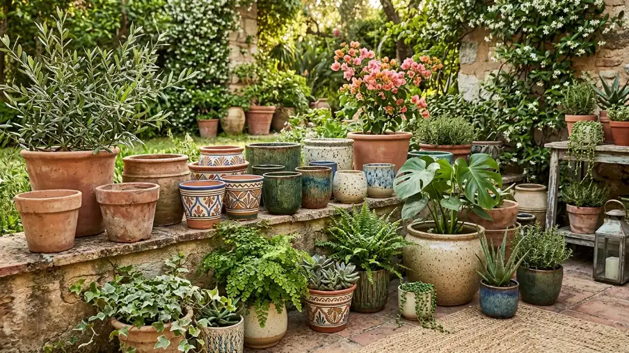  Boho Garden Decor with Ceramic Pots