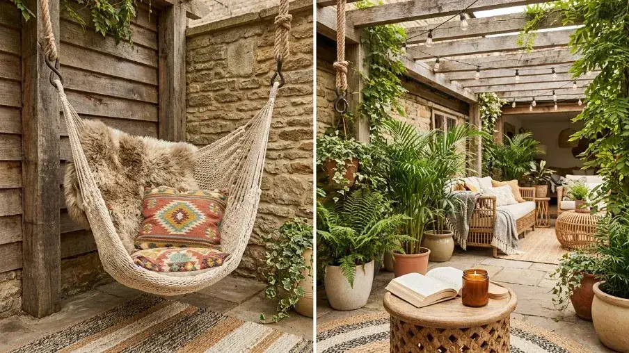 Wicker Chairs and Hanging Chair