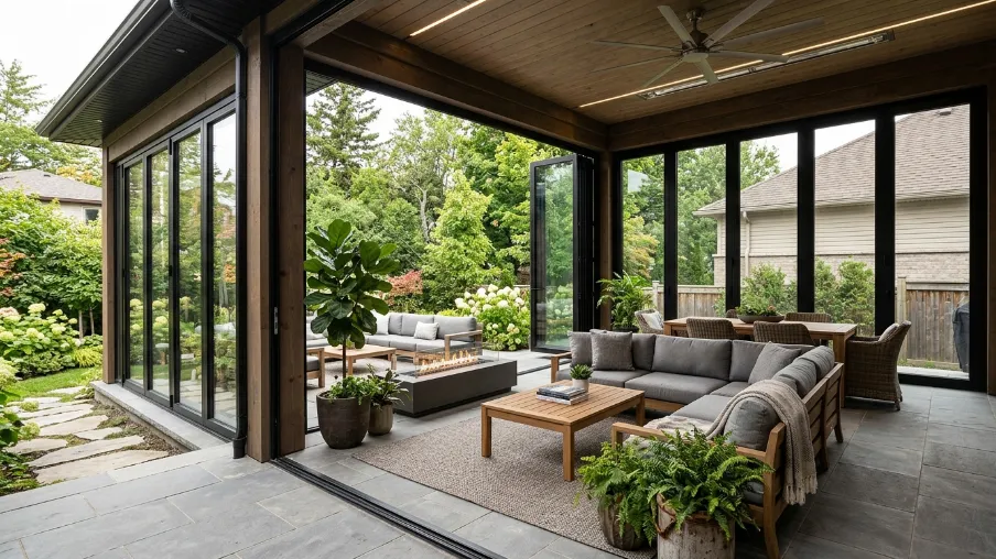 Covered Patio Extension with Glass Walls