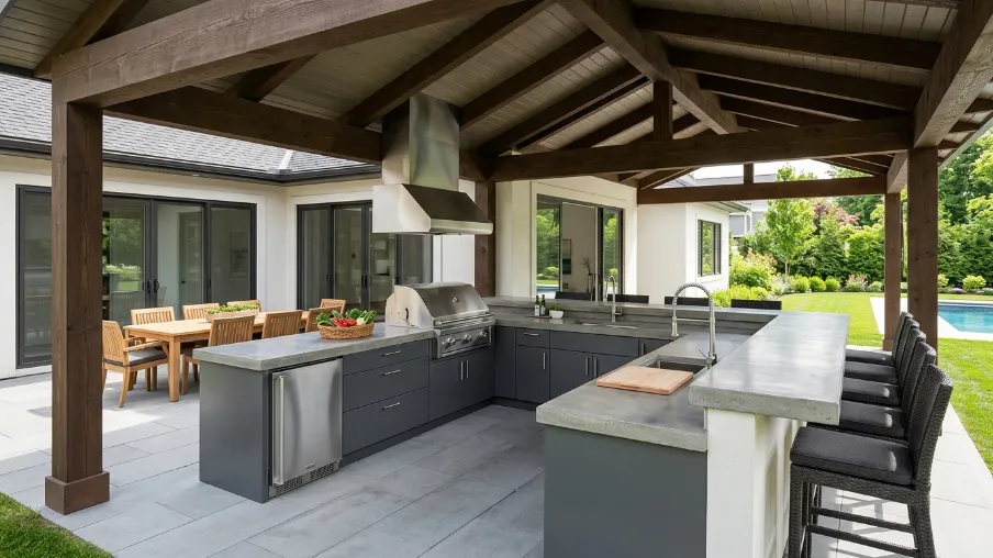 Covered Patio with Outdoor Kitchen