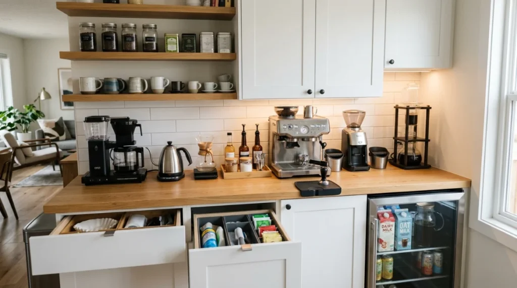 The Contemporary Coffee Bar with Marble Countertop