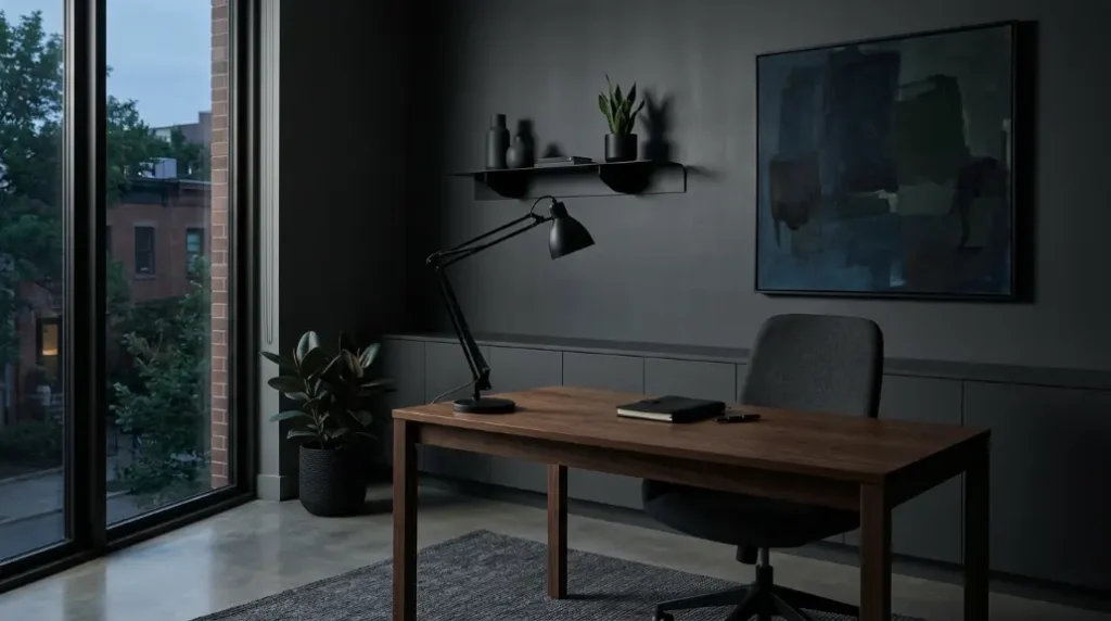 Try a Dark Blue Home Office for a Calming Effect