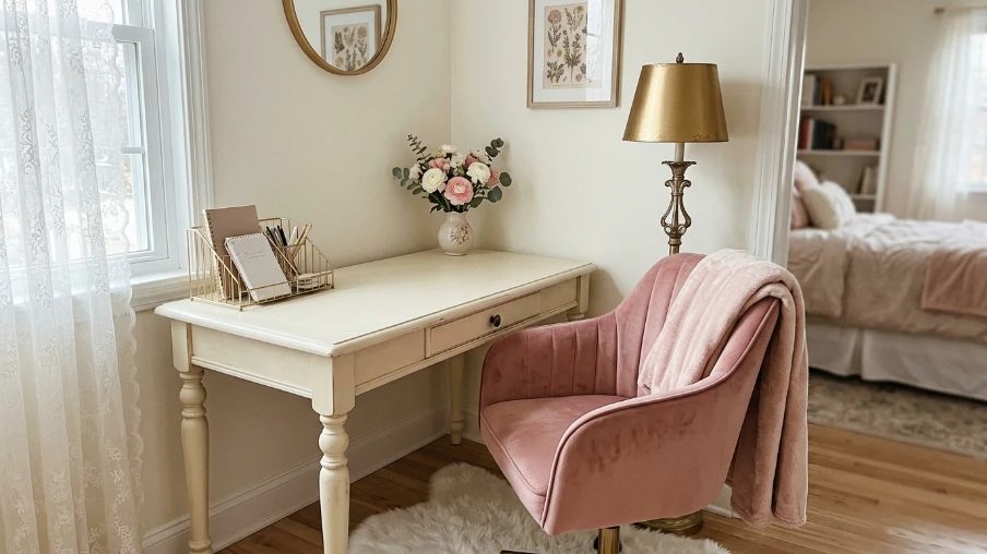 Feminine Desk Area with Coquette Details