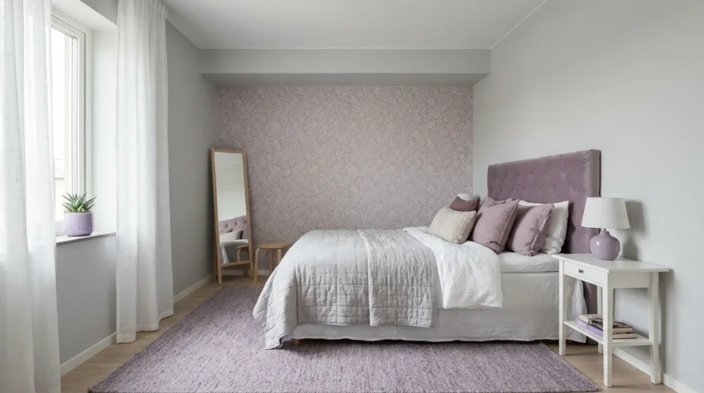Contemporary Bedroom Design with Purple Geometric Accents