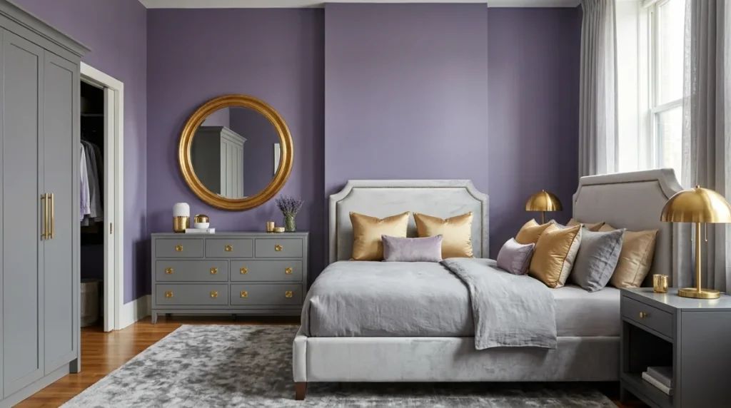 Budget-Friendly Purple Gray Bedroom Makeover