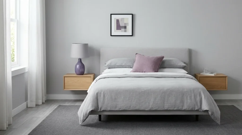 Gray Bedding Ideas with Purple Walls