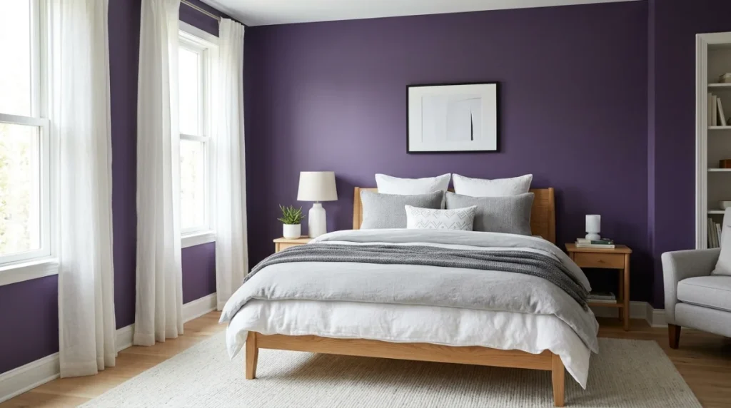 Cozy Purple Bedroom with Layered Textures