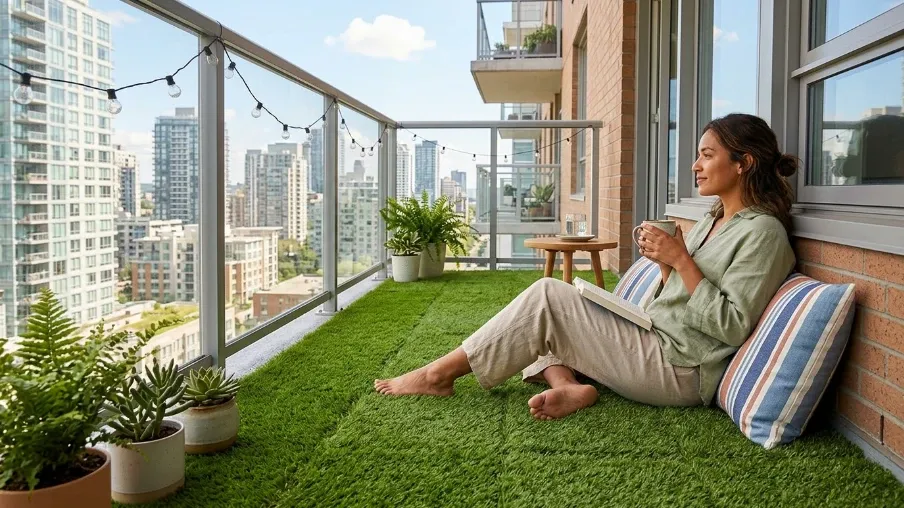 Urban Balcony with Artificial Grass