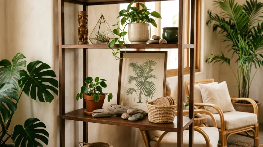 Style Shelves With Tropical Accessories