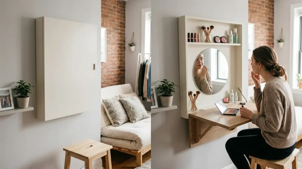 Fold-Down Wall-Mounted Vanity