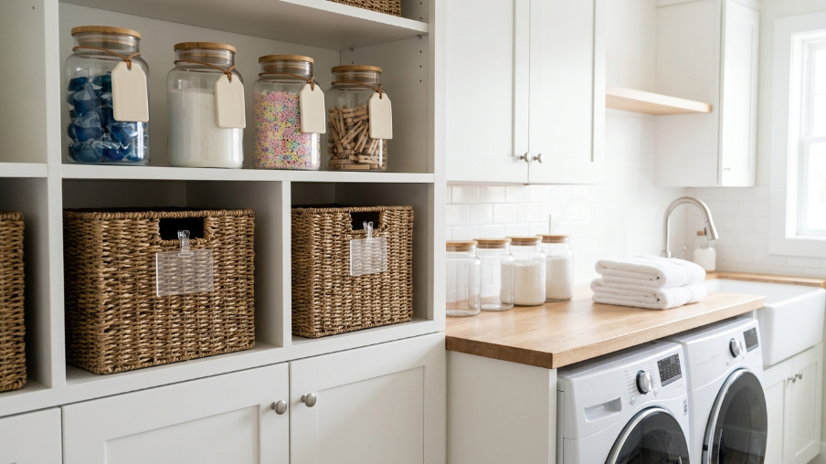Laundry Room Organization System with Labels