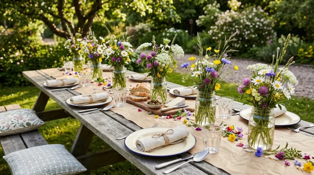 Wildflower and Dried Botanicals Mixed Tablescape