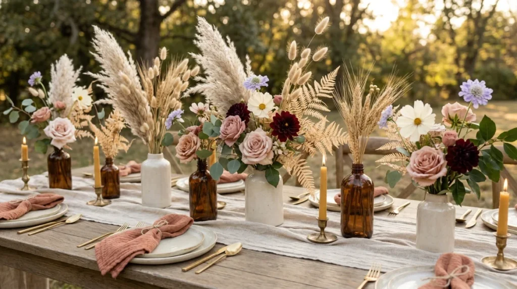 Wildflower Tablescape with Herb Garden Elements