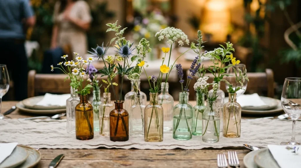 Bud Vase Cluster with Mixed Wildflowers