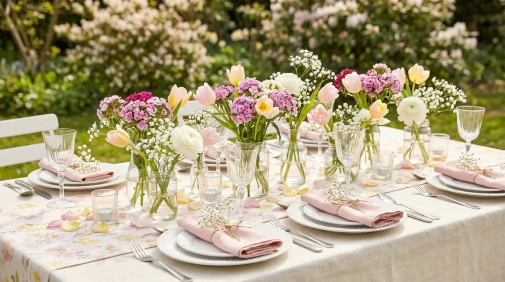 Spring Wildflower Tablescape with Pastel Blooms