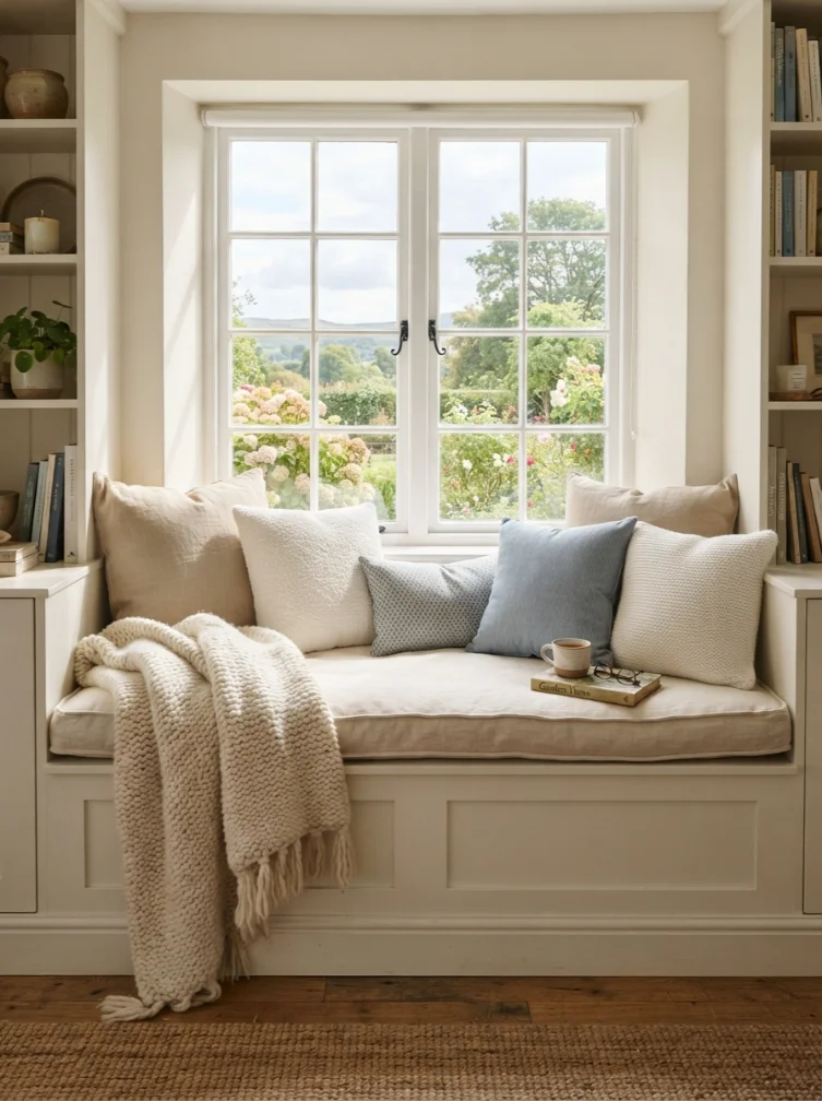 Built-In Window Seat With Cushions