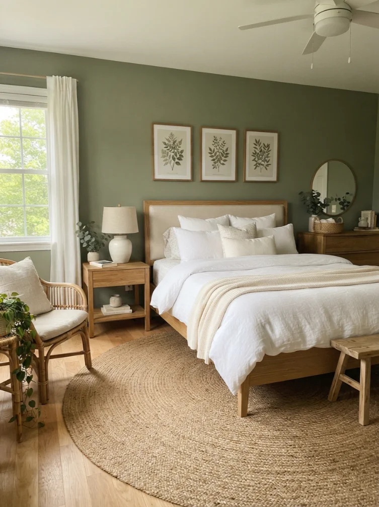 Muted Sage Green Accent Wall