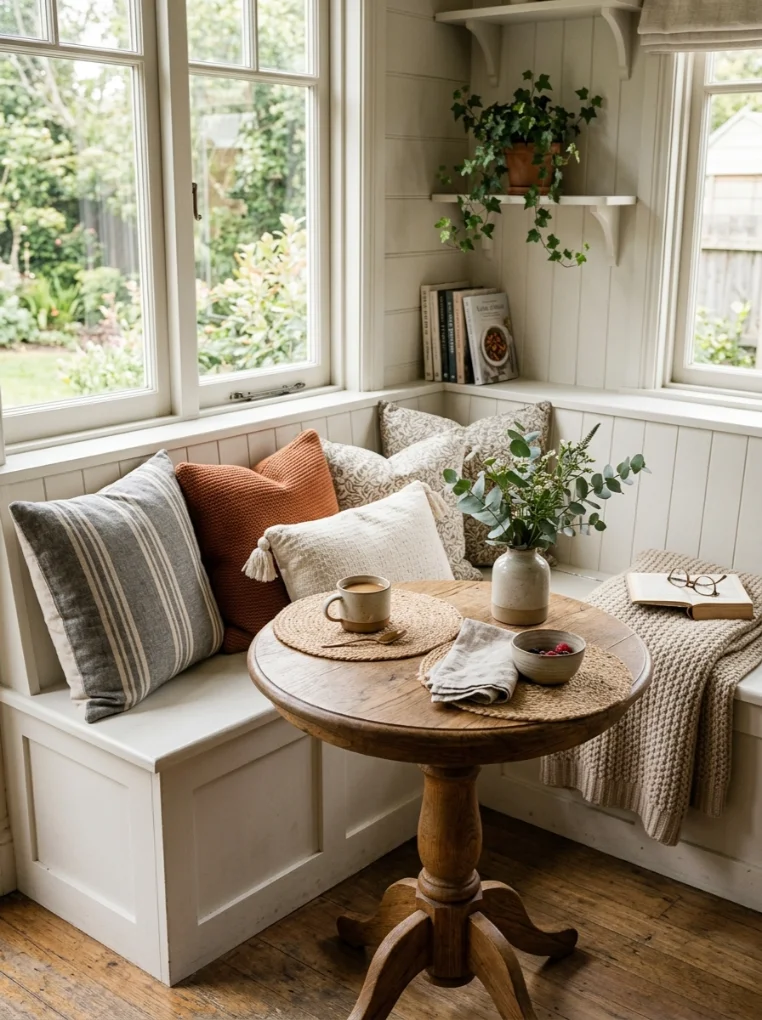 Cozy Kitchen Nook With Layered Textiles
