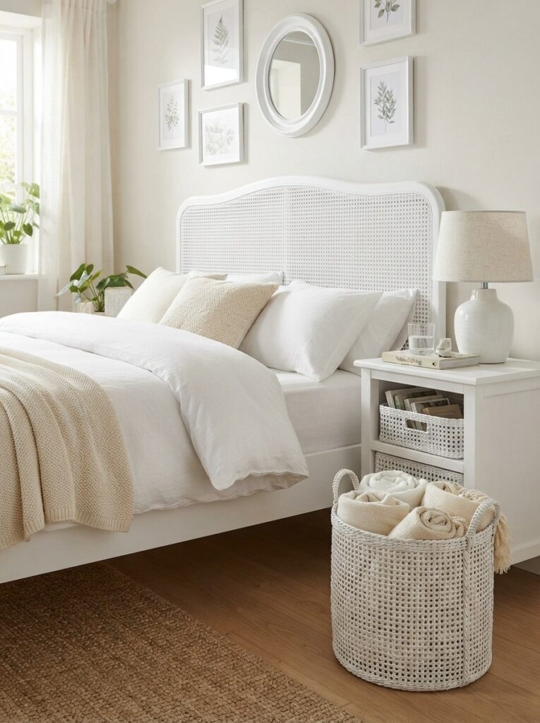 Woven Storage Baskets Headboard Ideas