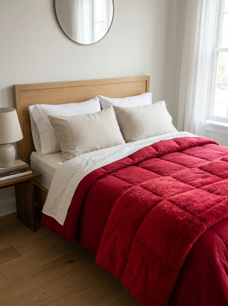 Cherry Red Through Bedding