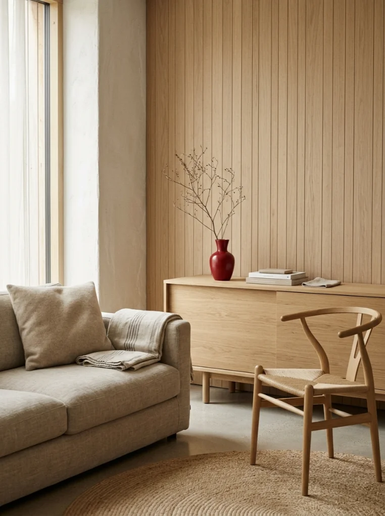 Mix Cherry Red Color Into a Japandi space