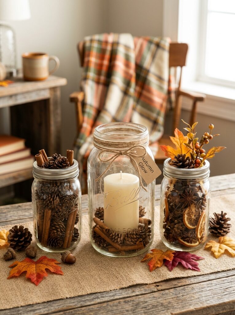 Mason Jars with Fall Decor Ideas