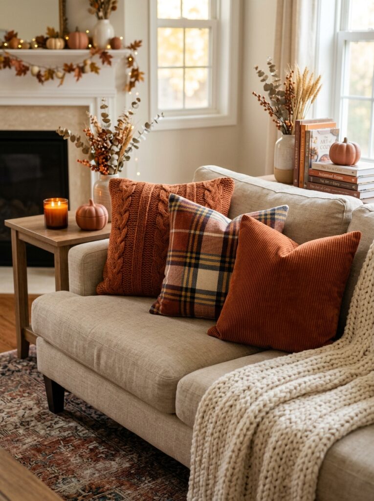 Textured Throw pillows Fall Decor Ideas