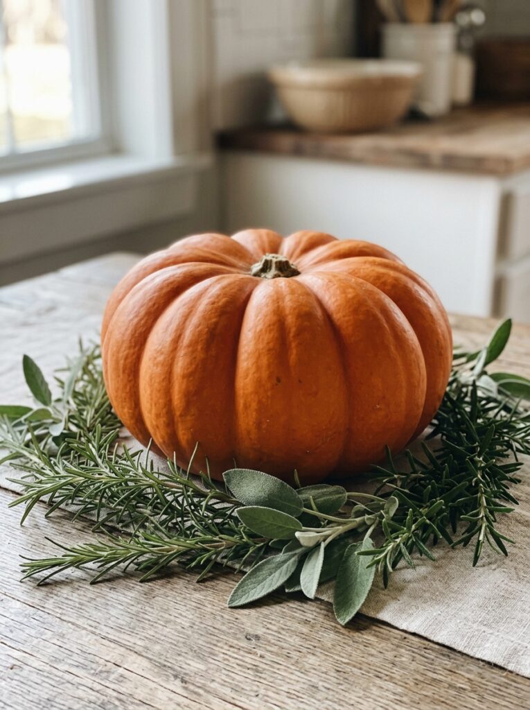 Single Pumpkin with Fall Table Centerpieces