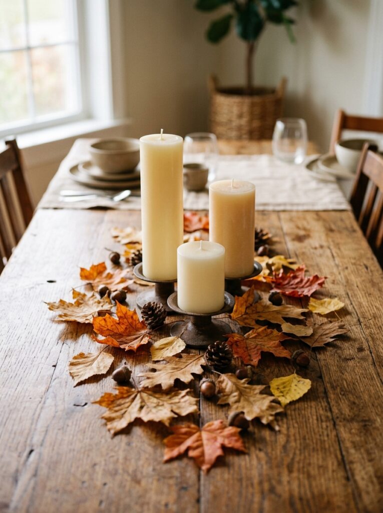 Candle Scatter with Fall Table Centerpieces