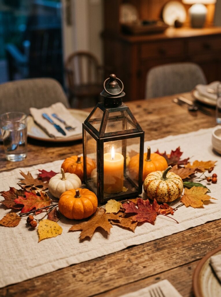 Lantern fall with Fall Table Centerpieces