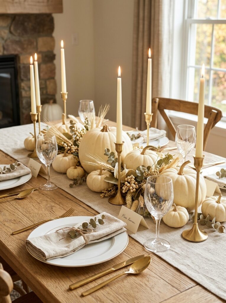 Gold Assecnt with Fall Table Centerpieces